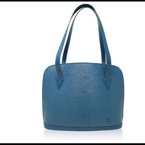 Auth LOUIS Vuitton Jacques Epi Gm Blue Leather Bag